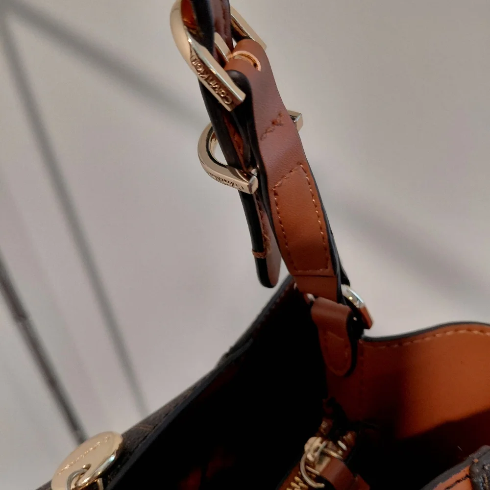 Calvin Klein Brown Leather Trim Tote - Picture 6 of 10